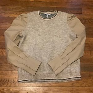 Derek Lam 10 Crosby Mixed Media Long Sleeve Sweater